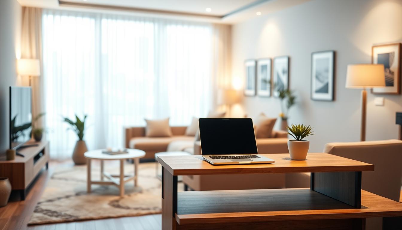 Integrating Workspaces into Living Rooms Using Slim Console Designs