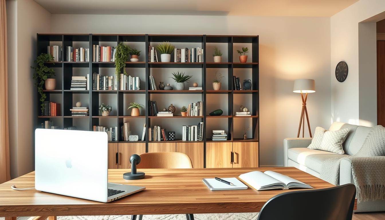 Using Shelving Units to Define Workspace Boundaries in Open Apartments