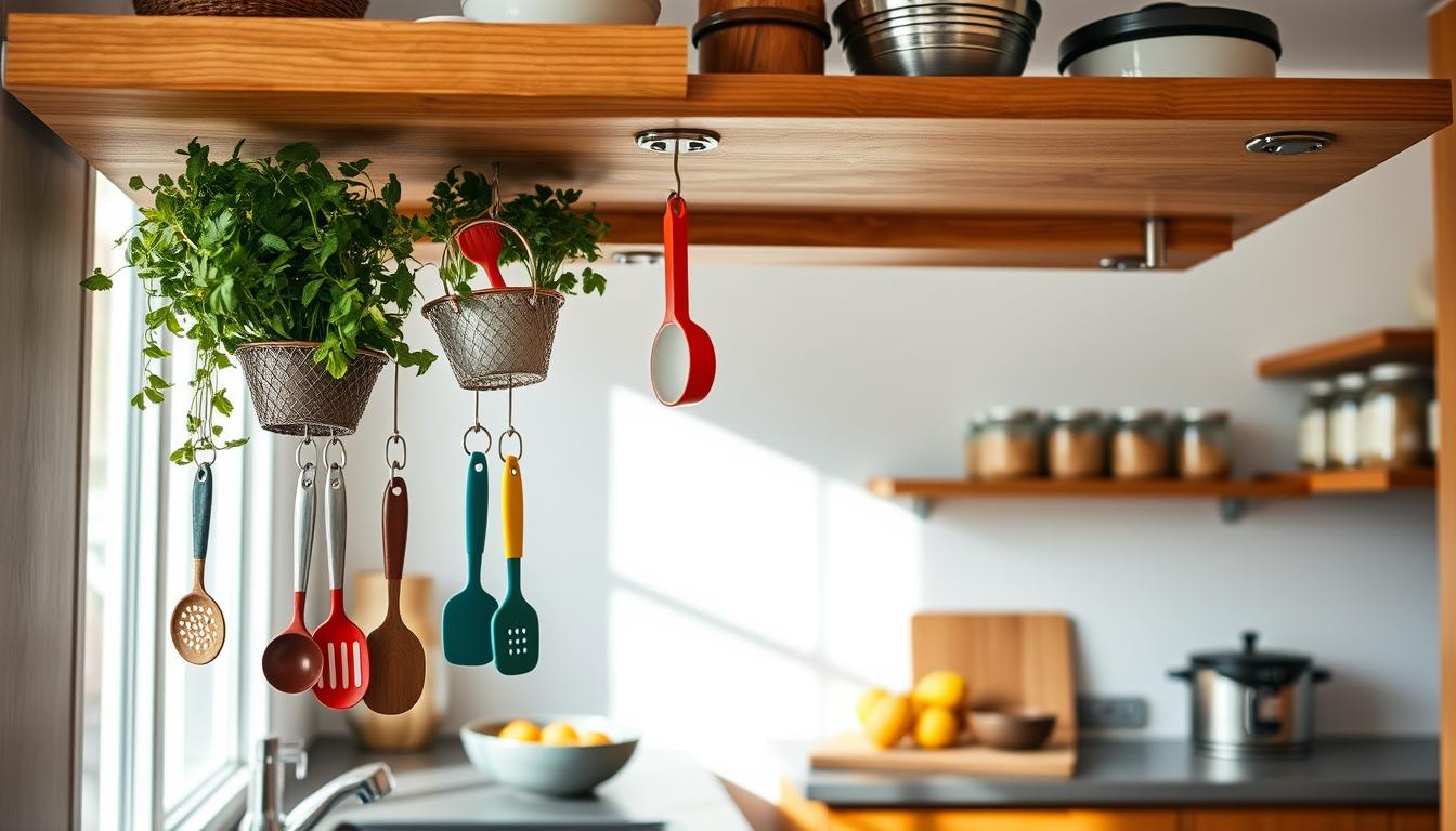 Dead Space Management: Adding Hanging Baskets and Hooks Under Shelves