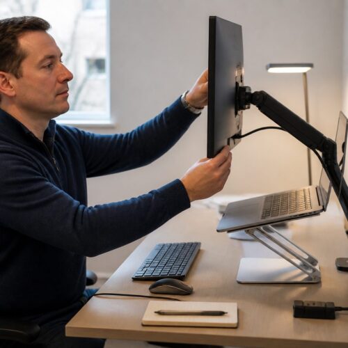 Laptop Risers and Articulating Monitor Arms: Fixing Screen Height in Tiny Offices Without Adding Footprint